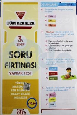 Karatay 3. Sınıf Tüm Dersler Soru Fırtınası Yaprak Test