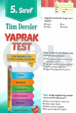 Element 5. Sınıf Tüm Dersler Yaprak Test