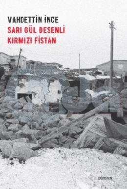 Sarı Gül Desenli Kırmızı Fistan