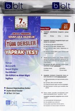 Bulut 7. Sınıf Tüm Dersler Yaprak Test