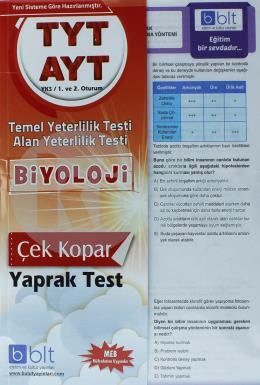 Bulut TYT AYT Biyoloji Yaprak Test 1. ve 2. Oturum